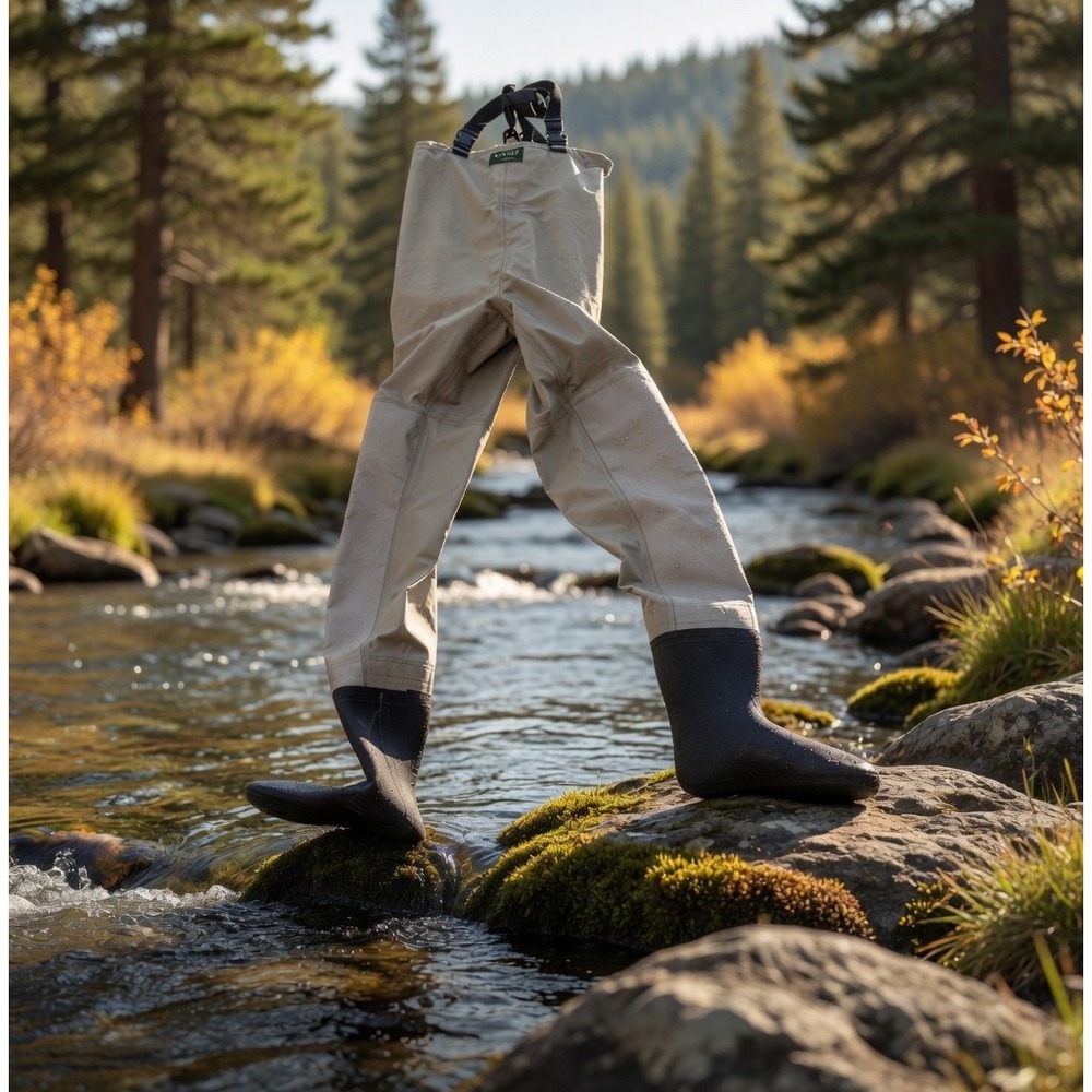 Orvis Stockingfoot Chest Waders Mens Size MT Tan Fly Fishing Waterproof RN70534